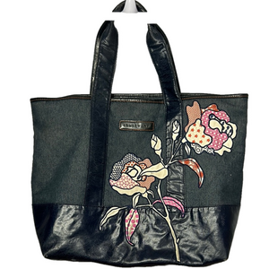 Longchamp Black Floral Tote Bag